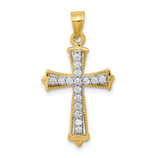 10k Yellow Gold Cubic Zirconia Cross Pendant 10C1141