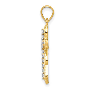 10k Yellow Gold Cubic Zirconia Filigree Cross Pendant 10C1142