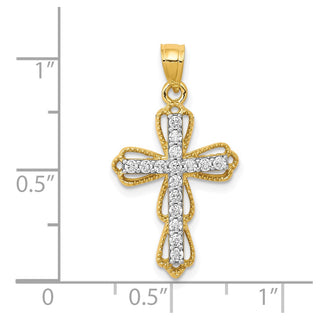 10k Yellow Gold Cubic Zirconia Filigree Cross Pendant 10C1142