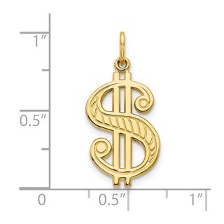 10k Yellow Gold Solid Polished Dollar Sign Charm