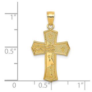 10k Yellow Gold Passion Cross with Jesus Reversible Pendant
