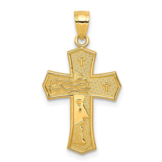 10k Yellow Gold Passion Cross with Jesus Reversible Pendant