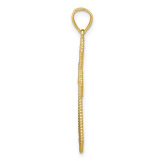 10k Yellow Gold with Rhodium-Plating Diamond-cut Cross Pendant 10C1314