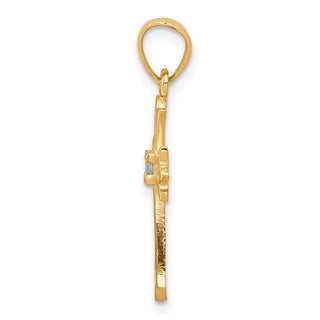 10k Yellow Gold Cubic Zirconia Cross Pendant 10C1318
