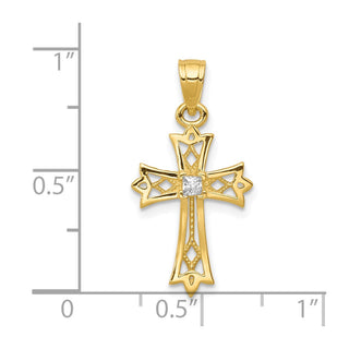 10k Yellow Gold Cubic Zirconia Cross Pendant 10C1318