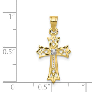 10k Yellow Gold Cubic Zirconia Cross Pendant 10C1318