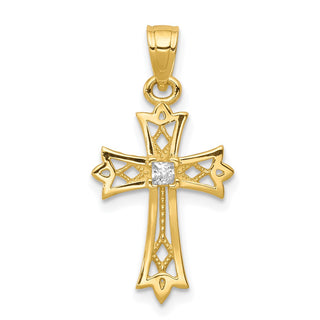 10k Yellow Gold Cubic Zirconia Cross Pendant 10C1318