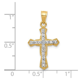 10k Yellow Gold Cubic Zirconia Cross Pendant 10C1319