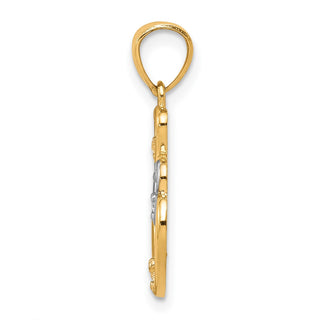 10K Yellow Gold w/Rhodium-plating CZ 3-Heart Pendant