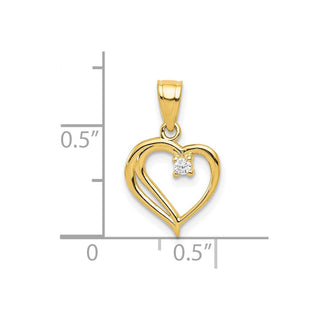 10k Yellow Gold CZ Heart Pendant 10C1327