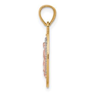 10k Yellow and Rose Gold with Rhodium-Plating Lady of Guadalupe Oval Pendant