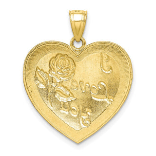10k Yellow Gold Diamond-Cut I Love You Heart Pendant