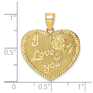 10k Yellow Gold Diamond-Cut I Love You Heart Charm