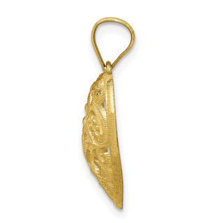 10k Yellow Gold Diamond-Cut Filigree Heart Pendant