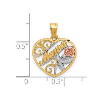 10k Yellow and Rose Gold with White Rhodium Mama Pendant