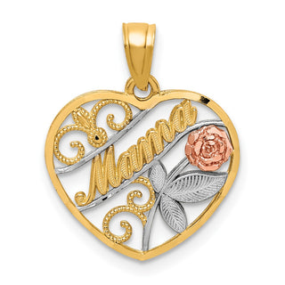 10k Yellow and Rose Gold with White Rhodium Mama Pendant