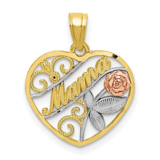 10k Yellow and Rose Gold with White Rhodium Mama Pendant