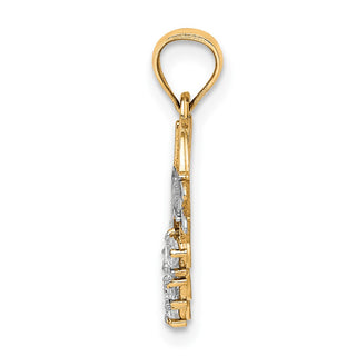 10k Yellow Gold With Rhodium-Plating CZ #1 Grandma In Heart Pendant