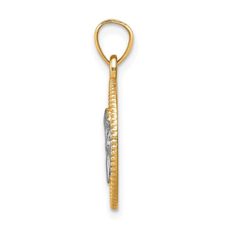 10k Yellow Gold with Rhodium-Plating Polished and Textured Angel Pendant 10C1366