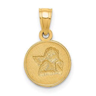 10k Yellow Gold with Rhodium-Plating Polished and Textured Angel Pendant 10C1367