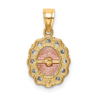 10k Yellow and Rose Gold with White Rhodium Cubic Zirconia Guadalupe Pendant