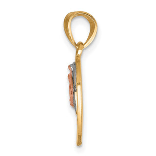 10k Yellow and Rose Gold with White Rhodium Break Apart Te Amo Pendant 10C1369