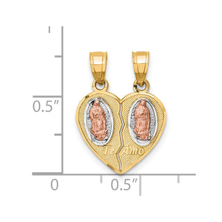 10k Yellow and Rose Gold with White Rhodium Break Apart Te Amo Pendant 10C1369