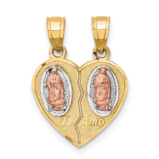10k Yellow and Rose Gold with White Rhodium Break Apart Te Amo Pendant 10C1369