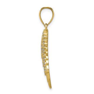 10k Yellow Gold Cubic Zirconia Micropave Angel Wing Pendant