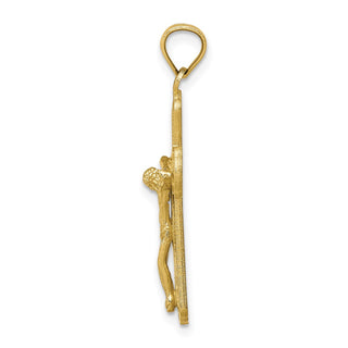 10k Yellow Gold Polished and Textured Crucifix Pendant