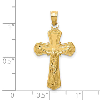 10k Yellow Gold Polished and Textured Crucifix Pendant