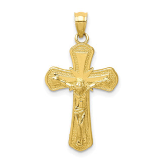 10k Yellow Gold Polished and Textured Crucifix Pendant