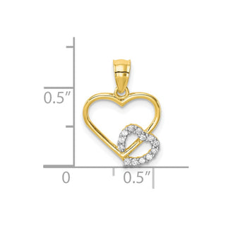 10k Yellow Gold CZ Heart in Heart Pendant 10C1431