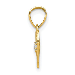 10k Yellow Gold CZ Heart Pendant 10C1435