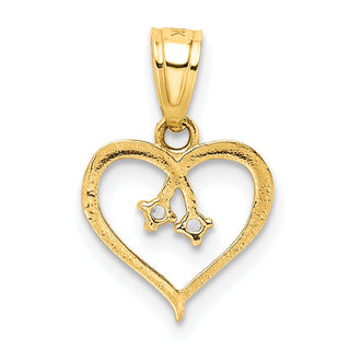 10k Yellow Gold CZ Heart Pendant 10C1435