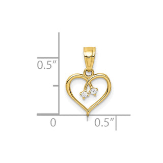 10k Yellow Gold CZ Heart Pendant 10C1435