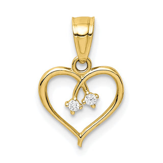 10k Yellow Gold CZ Heart Pendant 10C1435