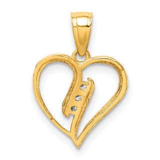 10k Yellow Gold CZ Heart Pendant 10C1437