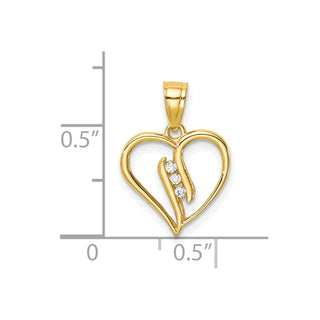 10k Yellow Gold CZ Heart Pendant 10C1437