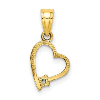 10k Yellow Gold CZ Heart Pendant 10C1438