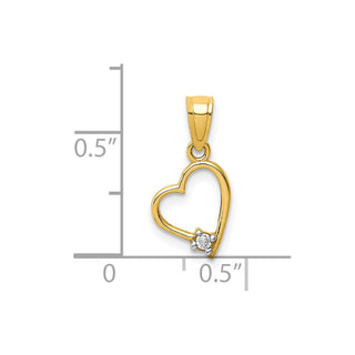 10k Yellow Gold CZ Heart Pendant 10C1438