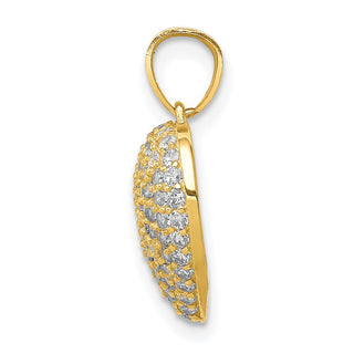 10k Yellow Gold CZ Micro Pave Heart Pendant 10C1442