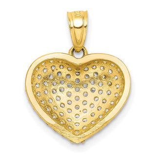 10k Yellow Gold CZ Micro Pave Heart Pendant 10C1442