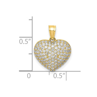 10k Yellow Gold CZ Micro Pave Heart Pendant 10C1442