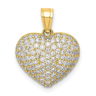 10k Yellow Gold CZ Micro Pave Heart Pendant 10C1442