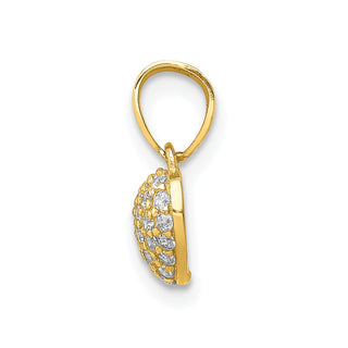 10k Yellow Gold CZ Micro Pave Heart Pendant 10C1443