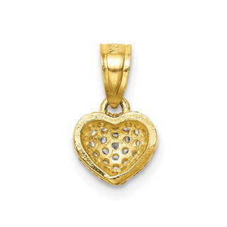 10k Yellow Gold CZ Micro Pave Heart Pendant 10C1443