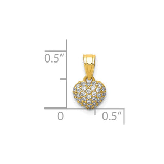 10k Yellow Gold CZ Micro Pave Heart Pendant 10C1443