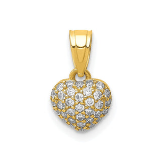 10k Yellow Gold CZ Micro Pave Heart Pendant 10C1443