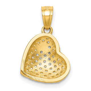 10k Yellow Gold CZ Micro Pave Heart Pendant 10C1444